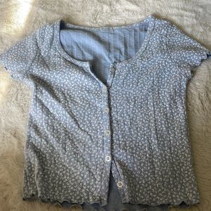Light blue with flowers button shirt